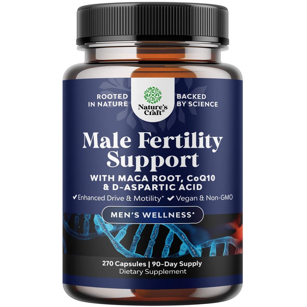 Preconcepcja męski suplement płodności - Nasienie Booster głośności z CoQ10, Maca Root, Metyl Folate & D- Aspartic Acid - Mens Suplement płodności dla Sperm Motility - Pojęcie dla niego, 90 Dni