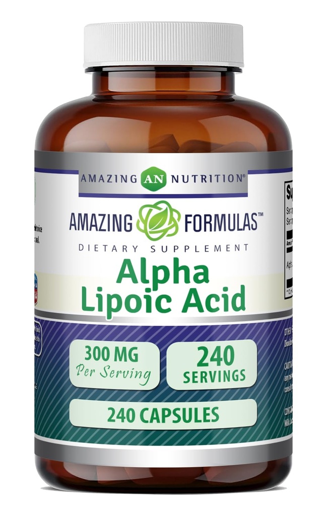 Amazing Supples Alpha Lipoic Acid 300 mg Capsules Supplement Supples 124; Non-GMO Supplement 124; Gluten Free Supplement 124; Made in USA (240 Count)