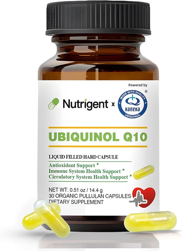 Ubichinol CoQ10 50 mg, Kapsułki organiczne wypełnione płynem, Koenzym o wysokiej absorpcji Q10 Suplementy, Przeciwutleniacz do Heart Health & Energy Production, 30 Count