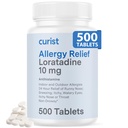 Curist Loratadine 10mg Bulk - 500 Count - All Day Non Drowsy Allergy Medicine - 24 Hour Antihistamine Tablets for Runny Nose, Itchy Eyes, & Sneezing - Indoor & Outdoor Allergy Medicine for Adults