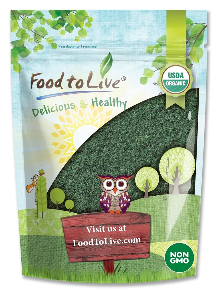 Żywność do życia Organic Spirulina Proszek, 4 Funty - Non-GMO, Kosher, Surowy Blue- Zielony Algae, Wegan Superfood, Luzem, Nienapromieniowany, Czysty Vegan Green Protein, Bogaty w witaminy i minerały, Wielki dla napojów