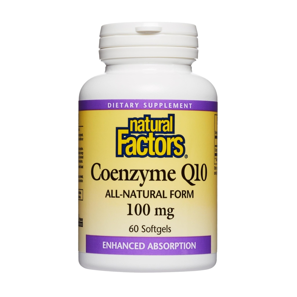 Czynniki naturalne Koenzym Q10 - Suplement do wsparcia przeciwutleniaczy wspomaga produkcję energii komórkowej - Lepsza absorpcja Pomaga Zdrowe Serce Funkcje - 100 mg, 60 Softgels (60 Służenie)