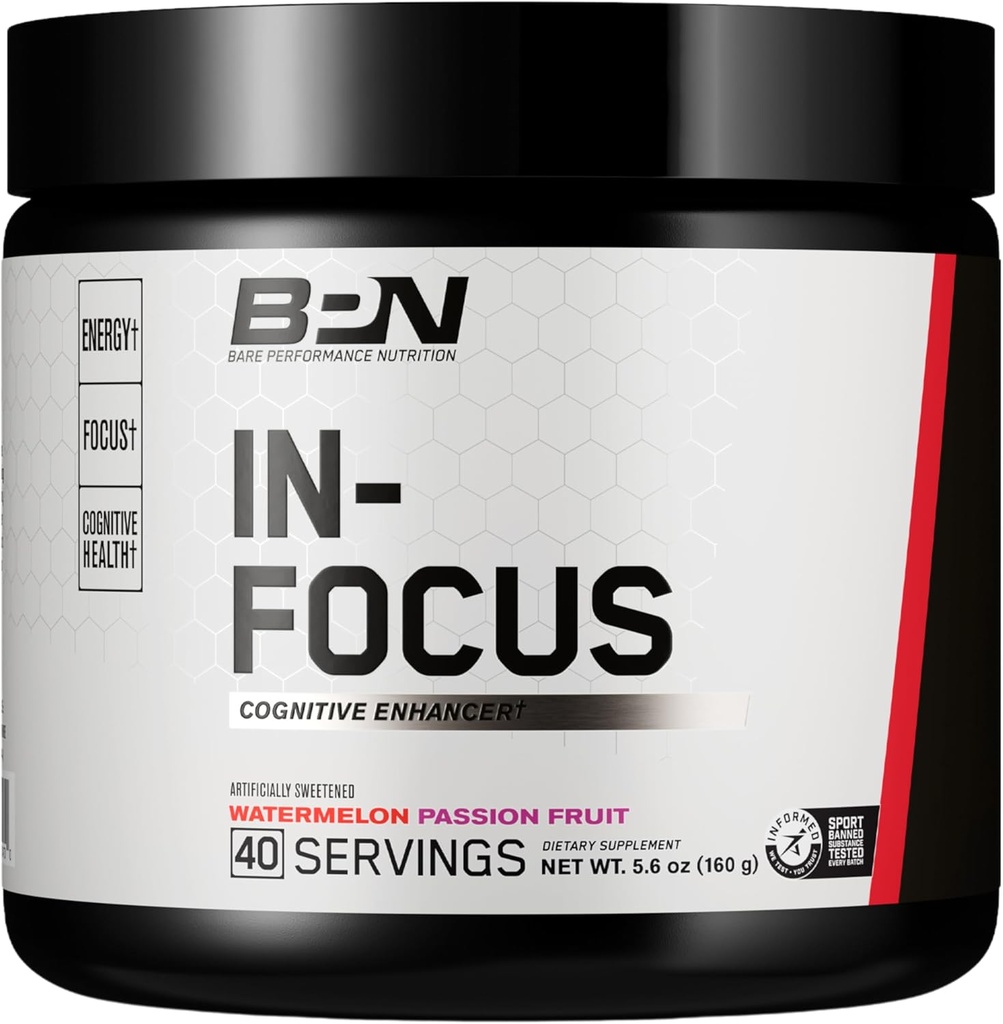 NALEŻY WYKONAĆ BARE, BPN IN- Focus Brain Support Supplement, poprawić Focus & Energy, Alpha GPC, Arbuz Passionfruit, 40 Służenie