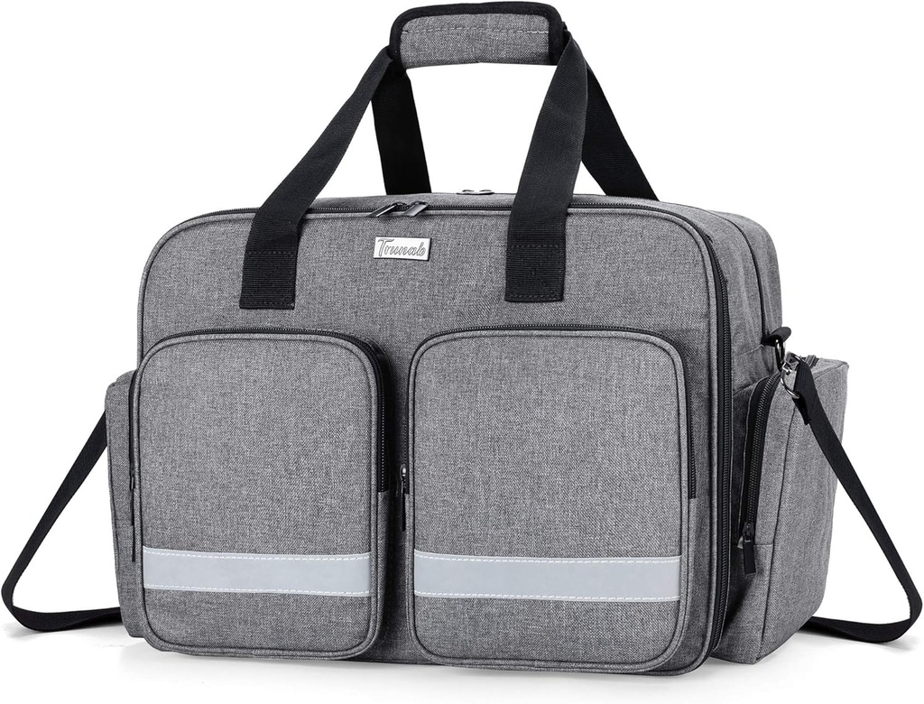 Torba medyczna Trunab - Pusty worek pierwszej pomocy dla pielęgniarek, Lekarz, Sanitariusz - Pielęgniarka domowa z wyściełaną warstwą do laptopa - Opatentowany design - Grey