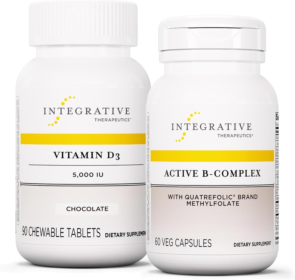 Interaktywny zestaw terapeutyczny z Active B- Complex, 60 Kapsułek i Witamina D3 125 µg, 90 Chewables - Active B- Complex to Support Energy Metabolizm * - Witamina D3 to Support Bone Health *