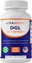 Vitamatic DGL Licorice 3800 mg ekwiwalent na podawanie (z 10: 1 Extract 380 mg) - 10X Stronger - Wspomaga zdrowe funkcje pokarmowe i oddechowe - 200 Kapsułki