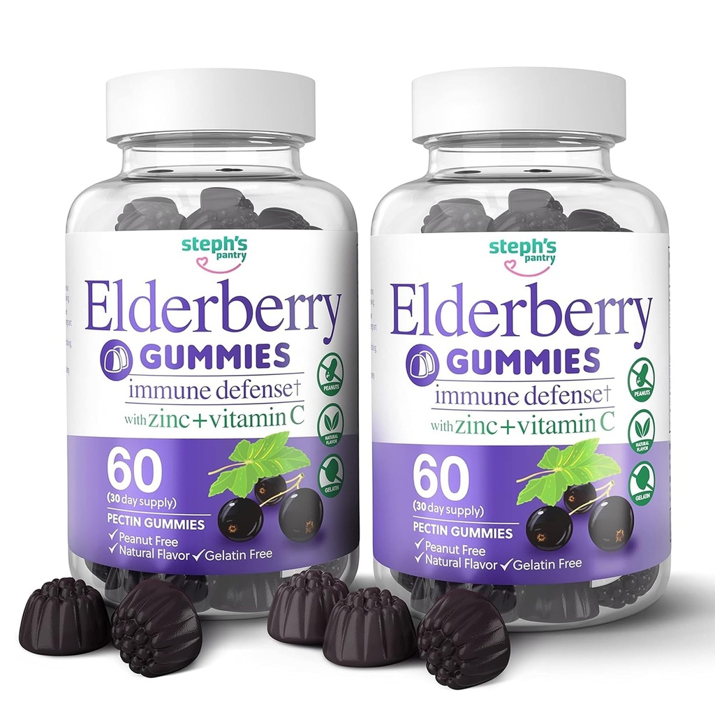 Gumie z jagodami z witaminą C i cynkiem - Immune Booster Gummies z jagodami dla dorosłych i dzieci - Wegańskie naturalne składniki obrony Multiwitamin z przeciwutleniaczem (120 Gummies)
