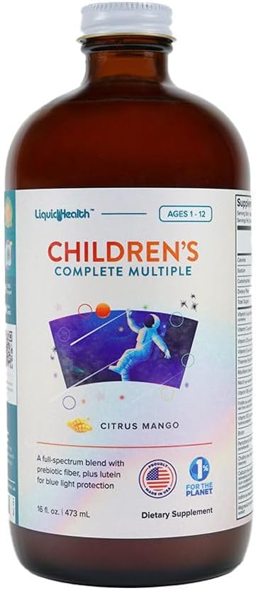 Liquidhealth Dzieci 's Complete Liquid Multivitamin for Kids, Toddlers - Witaminy zasadnicze, Nutricents & Minerals, Immune Support, Gut Health - Made in USA, Wegan, Non GMO, Sugar- Free (16 oz)
