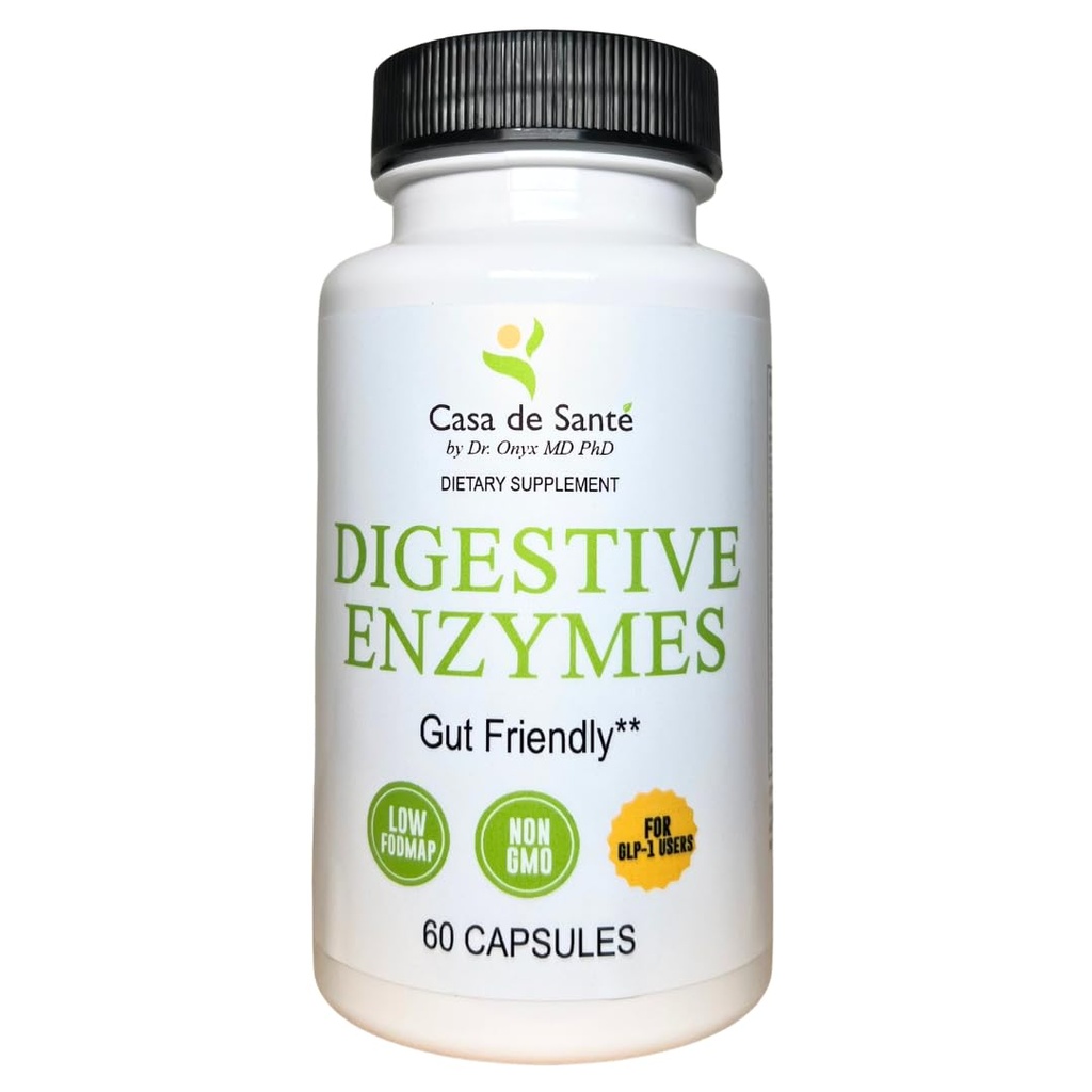 Casa de Sante FODMAP Digestive Enzymes, No High Inulin, Keto Carnivore Intolerantion Support, 18 Multi Enzyme Amylase Bromelain Lipase Lactase Protase Papain Alpha galaktozydaza, More - No GMO