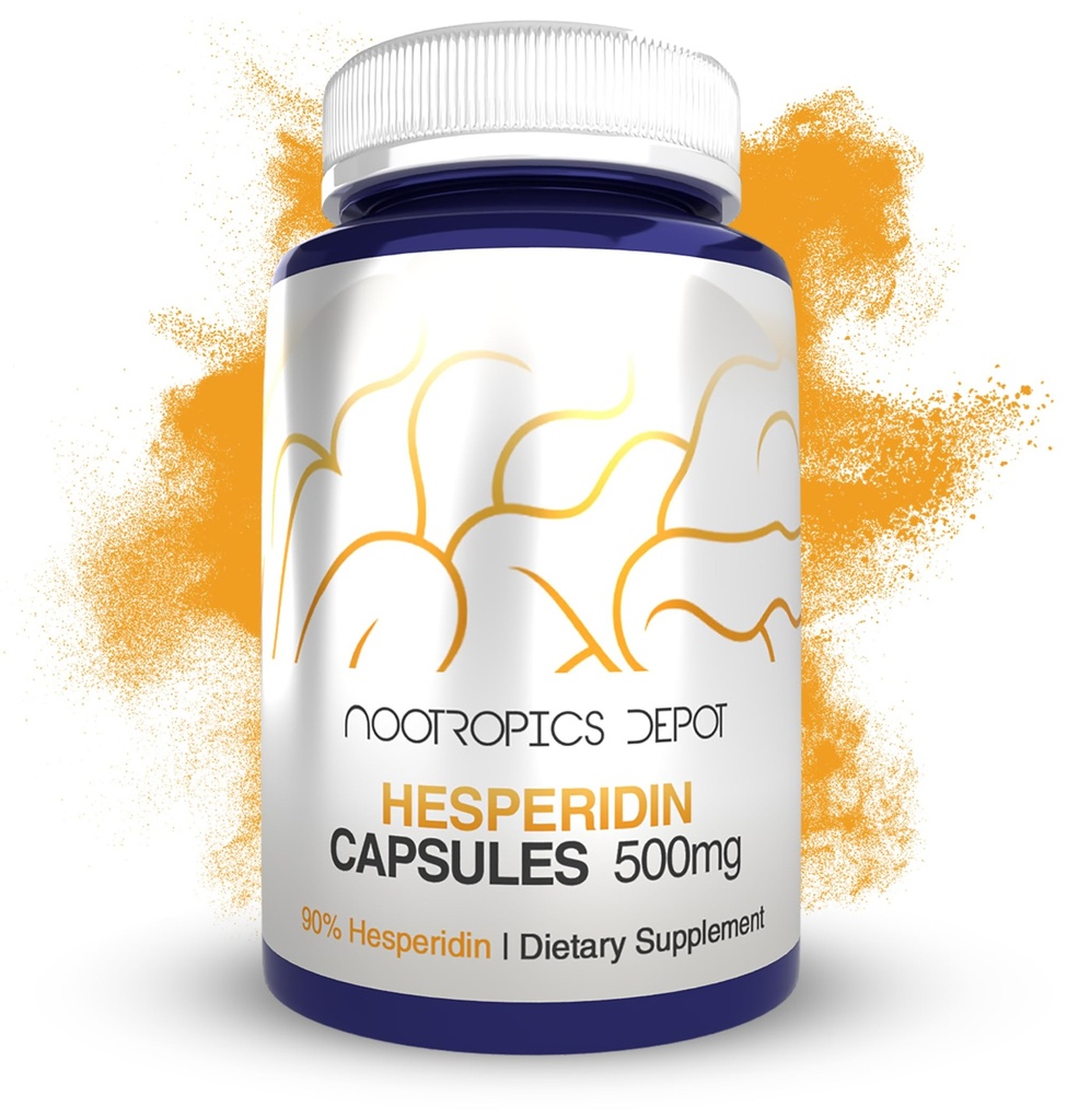 Nootropics Depot Hesperidin kapsułki 124; 500mg kapsułki 124; 180 Hrabia kapsułki 124; 90% Citrus Extract 124; Wspomaga funkcje metaboliczne + zdrowie układu sercowo- naczyniowego