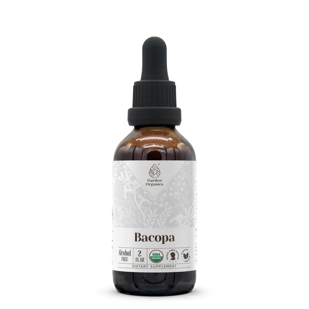 Bacopa USDA Organic Description 124; Ekstrakt wolny od alkoholu, Organic Herbal Drops, Suplement, Relaks, Pozytywny efekt kognitywny Description 124; Tincture Made from 100% Organic Bacopa (Bacopa Monnieri) Suszony Herb 2 oz