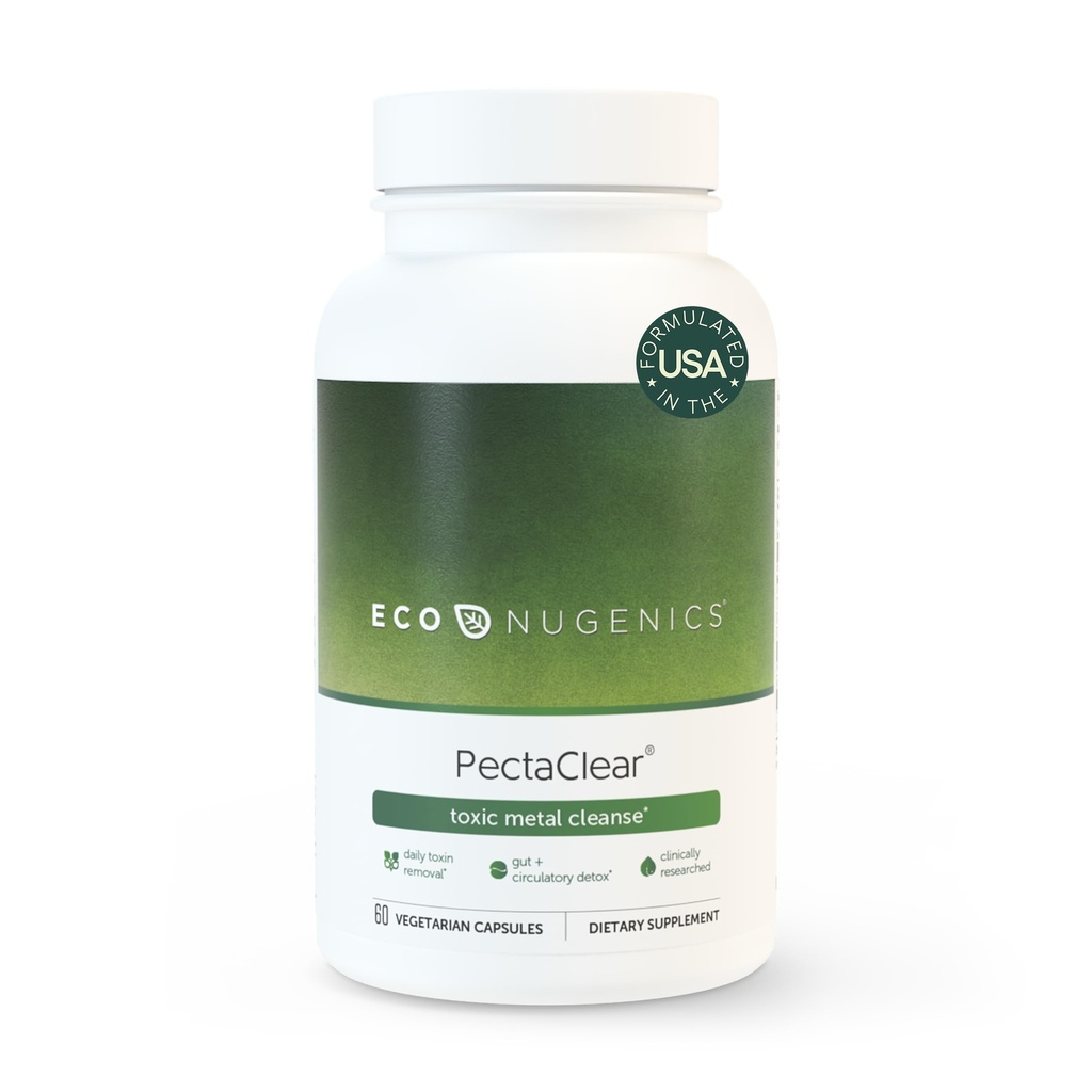 EcoNugenics PectaClear Detox Suplement do Toksycznego Metal Cleanse - Naturalnie & Bezpiecznie Eliminuje Toksyny dla Gut, Wątroba & Nerki Detox & Naprawa - Pomaga w energii, Waga, Hormon Równowaga - 60 Kapsułki