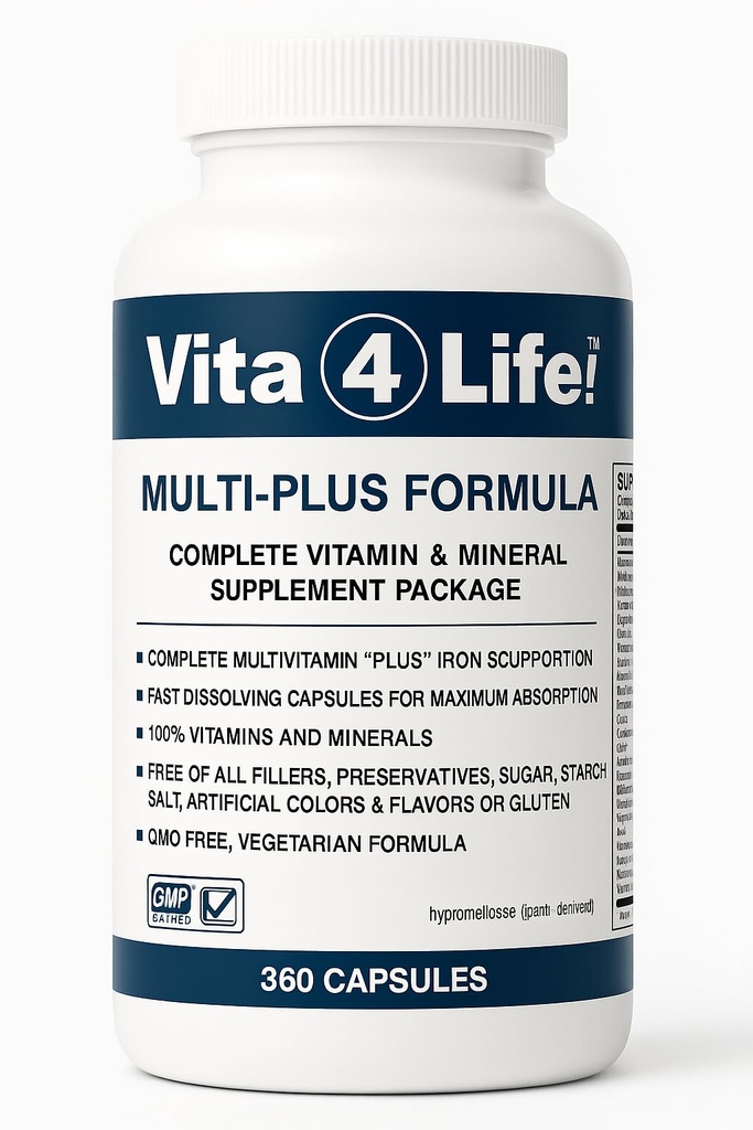 Vita4Life! ® Bariatryczne Multi- Plus Formuła 124; 483% Żelazo Wsparcie 124; 360 Fast- Absorbujące Kapsułki 124; Kompleks Witaminy B dla pacjentów Gastric Bypass & Sleeve 124; Made in USA