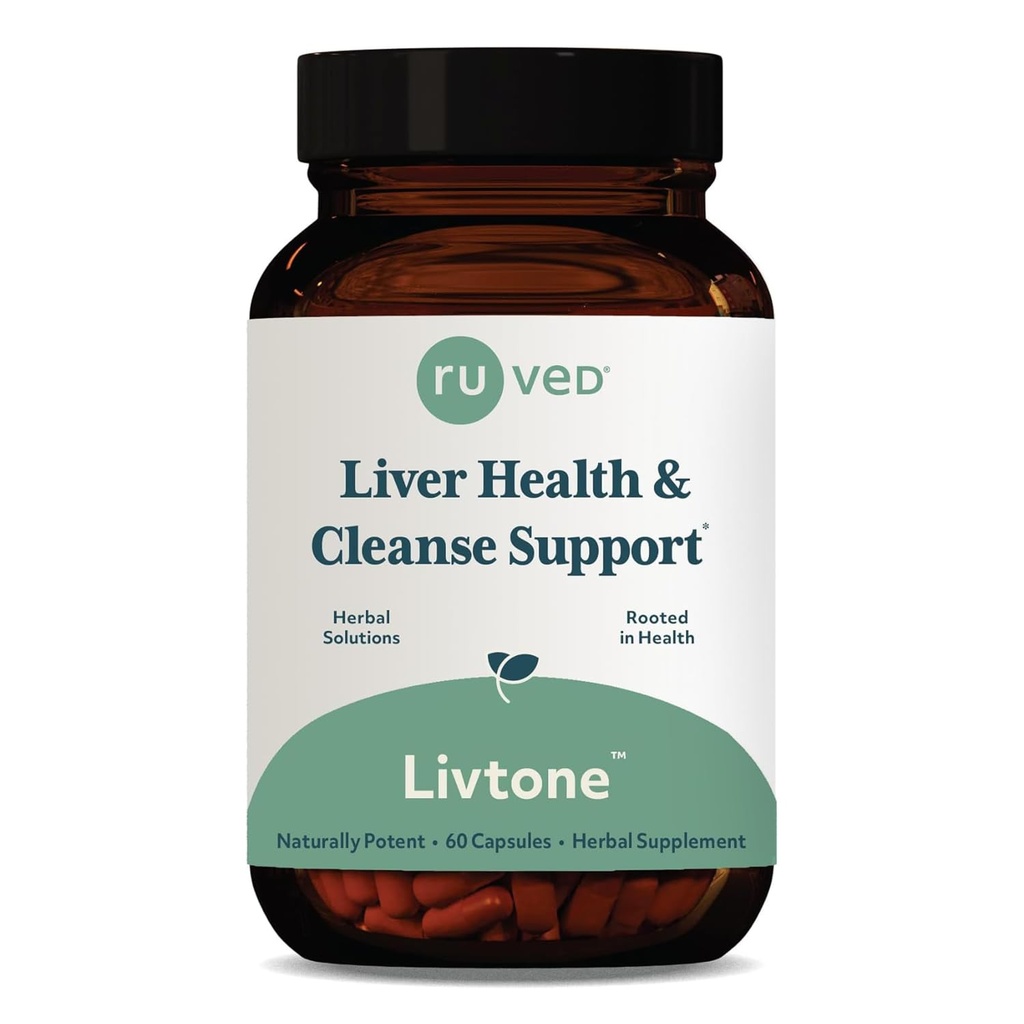 ruved LivTone - Pielęgnacja wątroby, suplement do wsparcia wątroby dla kobiet i mężczyzn z Amla, Andrographis & Picrorhiza, Tabletki z Zioła Organic Detox Natural - 90 Kapsułki (1 Hrabia)