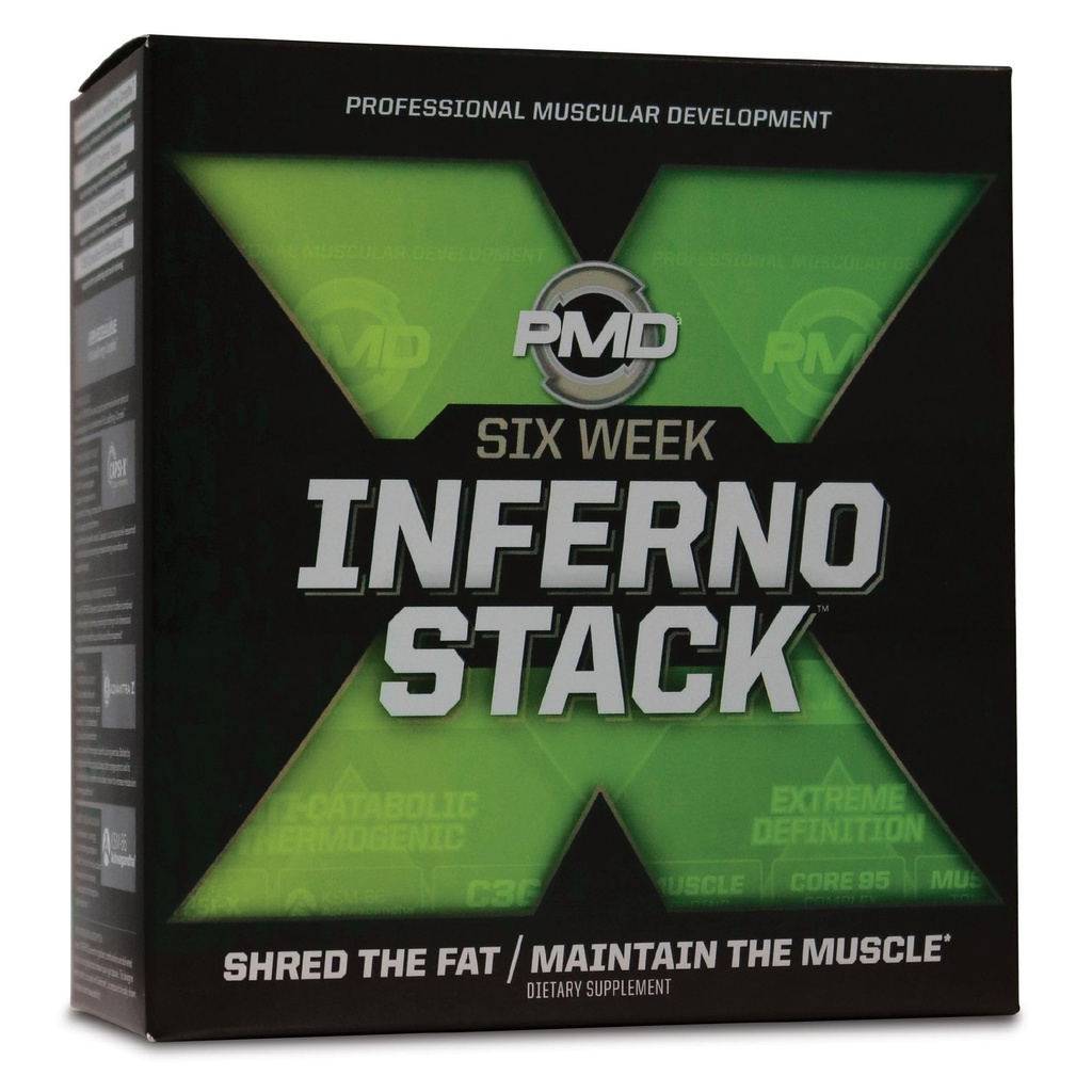 PMD Sports Six Week Inferno Stack - Maksymalna siła spalanie tłuszczu i kwas tłuszczowy Omega CLA stracić tłuszcz szybko i zwiększyć mięśnie Tone - Arsenal X Inferno / 120 Płynne żele, Omega cięcia Elite / 180 Softgels
