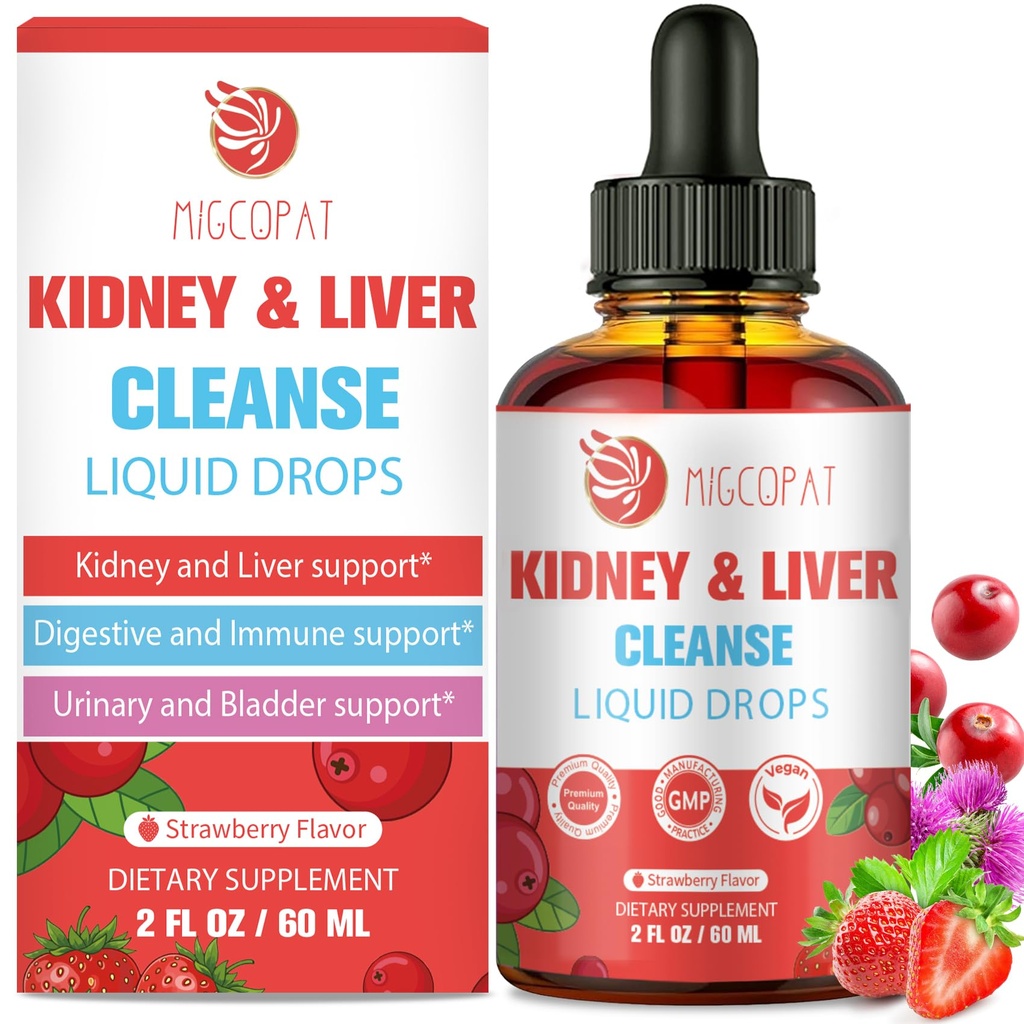 29-in-1 Kidney and Liver Cleanse Detox & Repair Drops, High Absorption Cranberry and Milk Thistle Supplement, Natural Herbal Daily Detox Support for Kidney, Liver, Urinary Tract, Bladder, 60ml