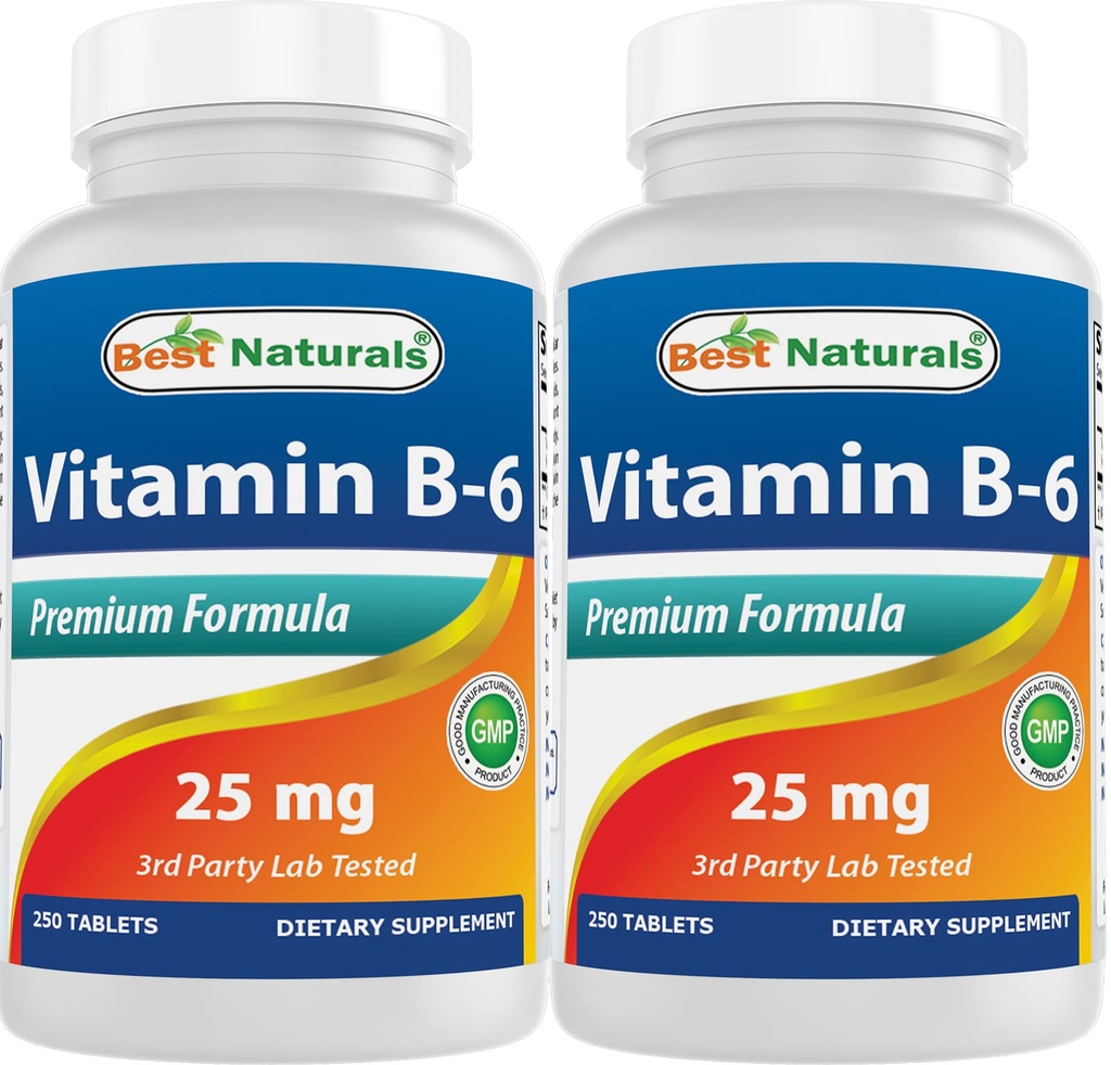 Najlepsi naturalni Witamina B6 25mg 250 tabletek (250