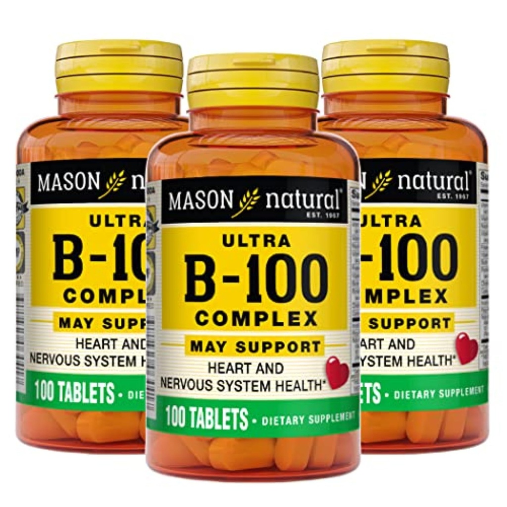 MASON NATURAL Ultra B, 100 Complex, 300, Day Supply, do normalnego wsparcia immunologicznego i metabolizmu energii, 3 Pack