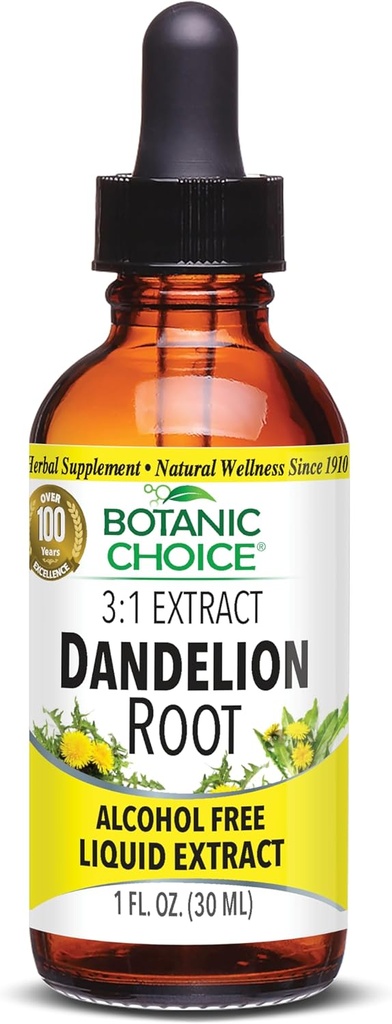 Wybór botaniczny Dandelion Root, Alkohol Free Liquid Extract- Tradycyjne wsparcie dla zdrowia wątroby, Oczyścić toksyny, Pomoc Digestion-1 Płyn unce