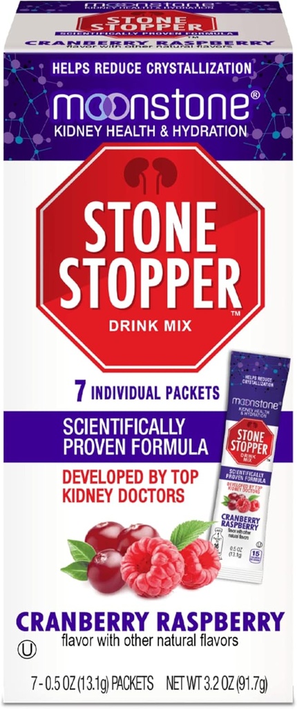 Moonstone Nerki Stone Stopper Mix Malina żurawinowa, Wygrywa Chanca Piedra & Nerki Support Supplements, Opracowany przez urologów, aby zapobiec Kamienie Nerki & poprawić nawodnienie, 7 Day Supply