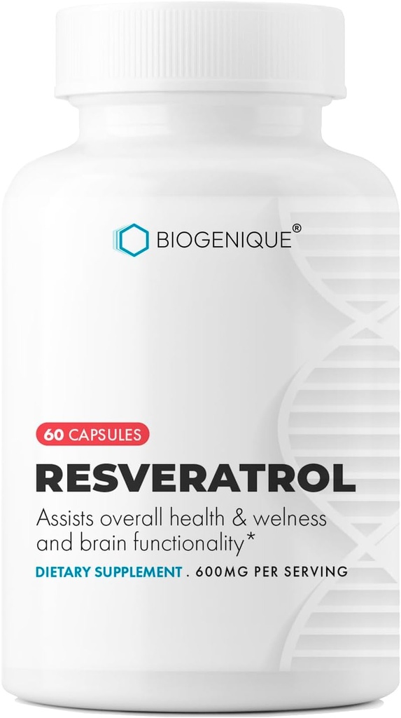 Resveratrol 600mg Pothent Antioksydants & Trans- Resveratrol z Polygonum Root Extract, Promotes Anti- Aging & Cardioviral Support, 60 Kapsułki - Made in USA - Wegan, Non-GMO, Gluten Free