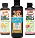Vegan Omega 3 Algae Oil Liquid Supplement Bundle, zawiera nasiona lniane i mieszankę oleju algaicznego, Ginger Peach i Pink Lemonade Flavors, EPA i DHA Fatty Acids