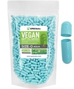 XPRS Nutra Rozmiar 0 Puste kapsułki - 1000 Hrabia Puste kapsułki wegańskie - Wegetariańskie tabletki - DIY Vegetable Capsule Fill- Veggie Pill Gel Czapki dla Do- It- Yourself Supplements (Aqua)