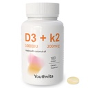 d3 k2 Witamina 10000 iu, 180 Olejek kokosowy Softgels 124; 2 in 1 Suplement witaminy D3 10000 j.m. & K2 (MK7) 200 µg, Łatwy do połknięcia, Wchłanianie wapnia, Bone Immune, & Heart Health