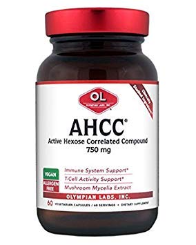 Olympian Labs Premium AHCC Suplement - 750mg AHCC na Capsule- Wspiera immunologiczne zdrowie, czynność wątroby i Natural Killer Cell Activity - 60 Caps