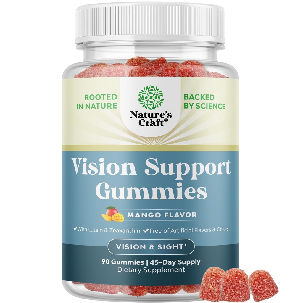 Zeaxanthin Plus Lutein Gummies for Adults - Potent Eye Vitamins for Vision and Blue Light Protection - Daily Gummy Lutein Eye Health Supplements for Adults Dry Eyes and Eye Strain Support - 90 Count