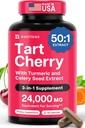 3 w 1 Tart Cherry Extract Kapsułki z Turmeric & Selery Nasienie dla stóp i wspólnego wsparcia kwasu moczowego Flush Cleanse & Purge pigułki, 60 Kapsułki wegetariańskie produkowane w USA