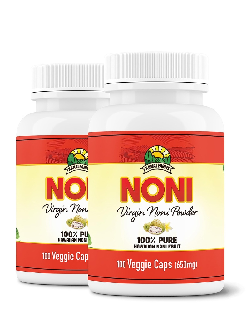 Virgin Noni Powder - 100% Pure Noni Powder Capsules, Certified Organic - Pack of 2 Bottles