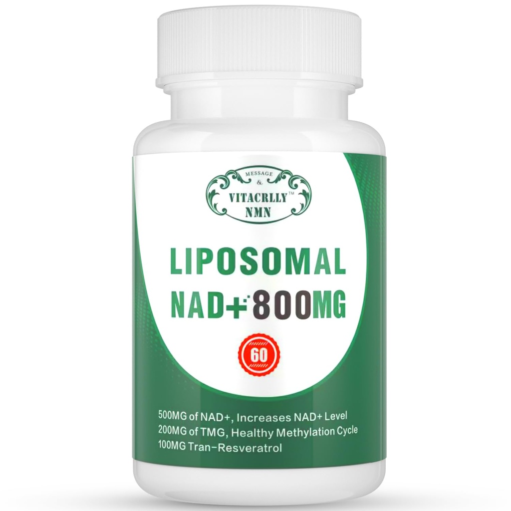 NAD + Suplement Liposomal NAD + Plus 800MG Nikotynamid Ribozyd Alternatywa dla energii komórek, Zdrowe Starzenie i Naprawa mięśni 60 Kapsułki