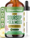 Soursop z Sea Moss Liquid Supplement - Bardziej skoncentrowany niż Sea Moss Gel - Łatwe mieszanie z napojami - Soursop Bitters Liquid Drops for Hydration and Immune Support (Lemon Lime, 60 ml)