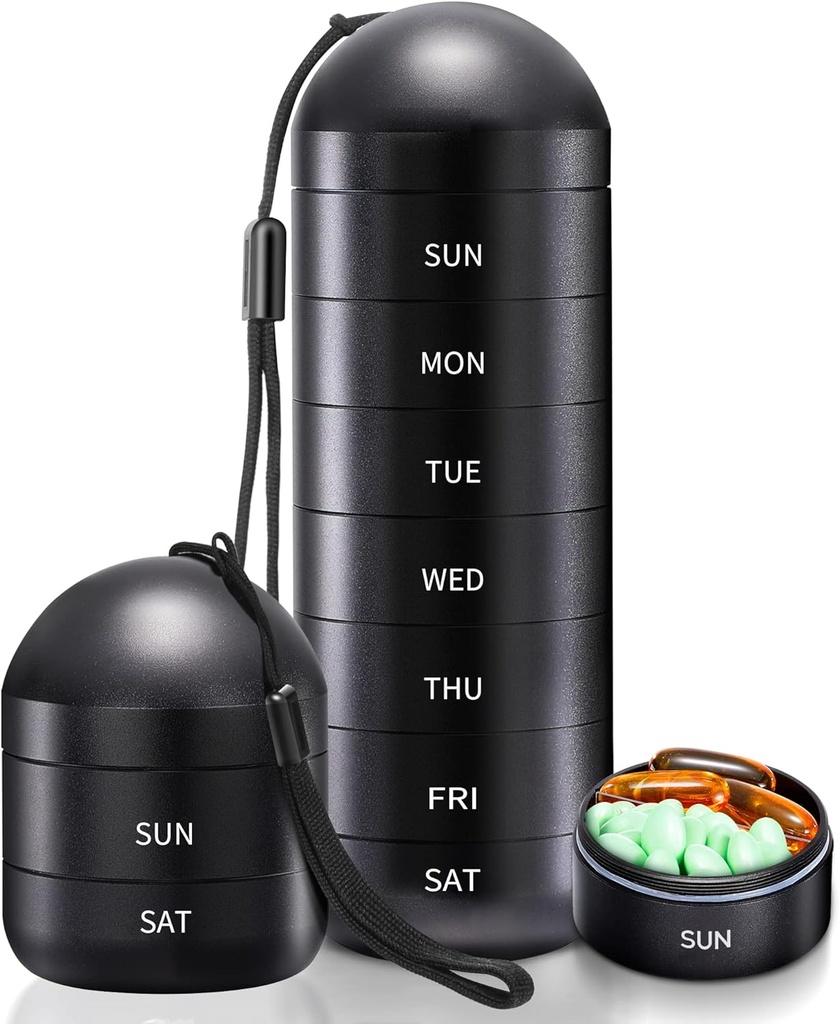 Zannaki Cotygodniowy Pill Organizator 7 Dzień 2 razy dziennie, Przenośne metalowe Podróże Waterproof AM PM Pill Box, duży pojemnik na pióro, BPA Free Daily Medicine Organizator Holder for Witamina, Olej rybny, Suplement