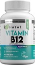 HAYAT Witaminy Wegan Naturalna Witamina B12 1000 MCG, Suplement diety do wsparcia metabolizmu energii, 2 Miesiąc dostaw, Wszystkie naturalne, Certyfikowany Halal, 60 Tabletki, Made in USA