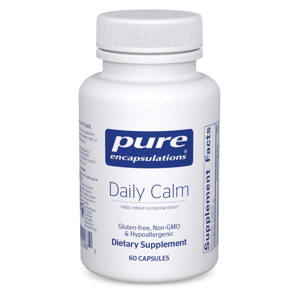 Pure Encapsulations Daily Calm - Vegan Stress & Sleep Supplement - Zawiera Ashwagandha, Saffron, GABA & L- Theanine - Non-GMO, Soy- Free & gluten- Free - 60 kapsułki