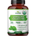 Zazzee Organic Gymnema Sylvestre 25: 1 Extract, 7500 mg Strength, 25% Gymnemic Acid, 120 Vegan kapsułki, 4 Month Supply, Standaryzowane i skoncentrowane 25X Extract, All- Natural i Non-GMO