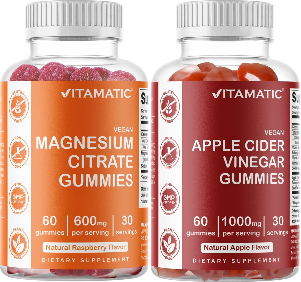 Magnez vitamatic & Jabłko Cydr Gummies - 60 Wegański hrabia każdy