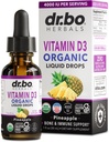 Vitamin D3 Liquid Drops Organic - Vegan VIT D Liquid Vitamin D for Adults & Kids Oil 4000 IU Vegan Organic D3 Drops Sublingual Supplement - Immune & Bone Health VIT Supplements, Non-GMO 30 Servings