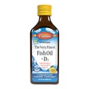 Carlson - The Very Finest Fish Oil + D3, 1600 mg Omega- 3, 50 µg (2000 j.m.) Witamina D3, Liquid Fish Oil and D3 Supplement, Norwegian, Wild Caught, Sustainable Sourced, Lemon, 200 ml (6.7 Fl Oz)