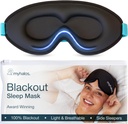MyHalos® Sleep Mask – 3D Blackout Eye Mask for Women & Men, Side Sleepers, Zero Pressure Memory Foam Eyelash Friendly, Breathable,Award-Winning Sleep Aid for Travel (Black, 1 Count (Pack of 1))