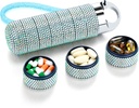 Zannaki Metal Bling Pill Organizator, Podróże wodoodporny Tygodniowy Pill Box, Przenośny duży aluminiowy Alloy Pill Case Container, BPA Free 7 Daily Medicine Organizator Holder for Witamina, Olej rybny, Suplement