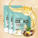 Witamina D3 10000 iu Plus K2 (MK- 7) 200 µg, 300 Softgels oleju kokosowego 124; 2 w 1 VIT D & K Complex 124; Wchłanianie wapnia, kości, immunologiczne, & Heart Health - Łatwe do połknięcia (900 Softgels / 3 Bag)