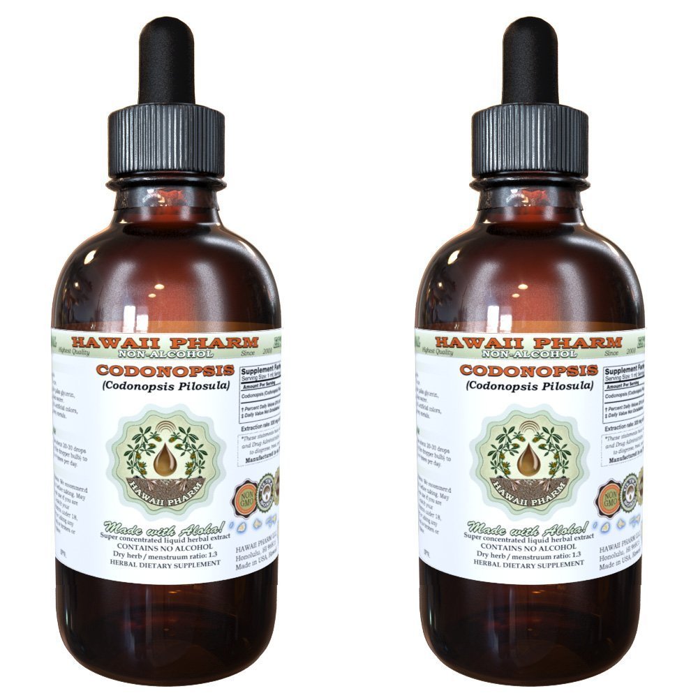 Hawaii Pharm Codonopsis Alcohol-Free Liquid Extract, Professional Grade, Small Batch Codonopsis Pilosula Dried Root Glycerite 2x2 oz