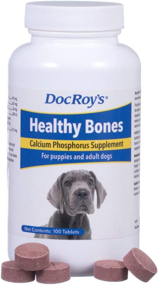 Revival Animal Health Doc Roy 's Healthy Bones- Wapniowy suplement fosforo- dla psów i szczeniąt - 100ct Tablets