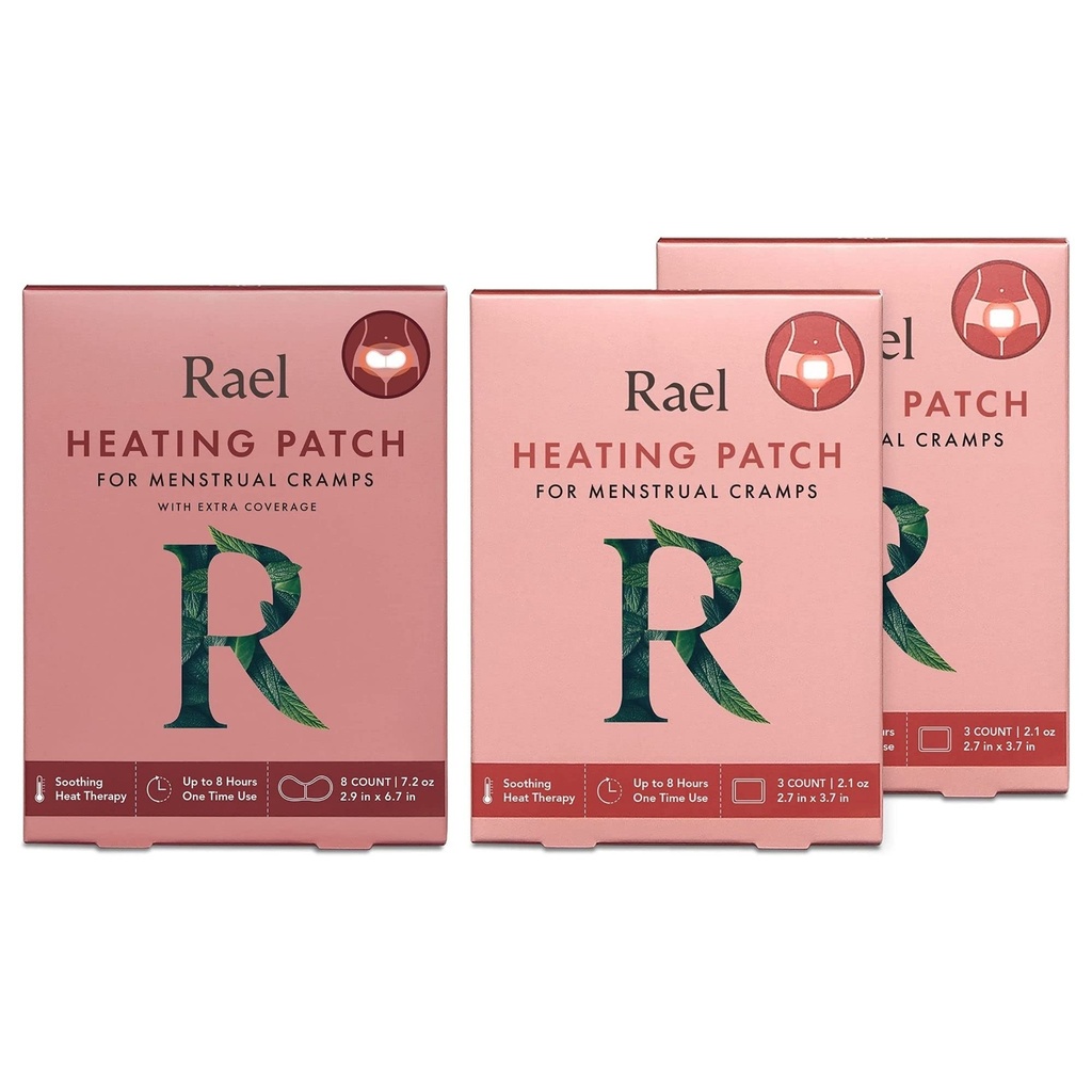 Rael Heating Patch Bundle - Herbal Heating Patch (Extra Coverage, 8 Count) & Heating Patch (2 Pack, 6 Count)