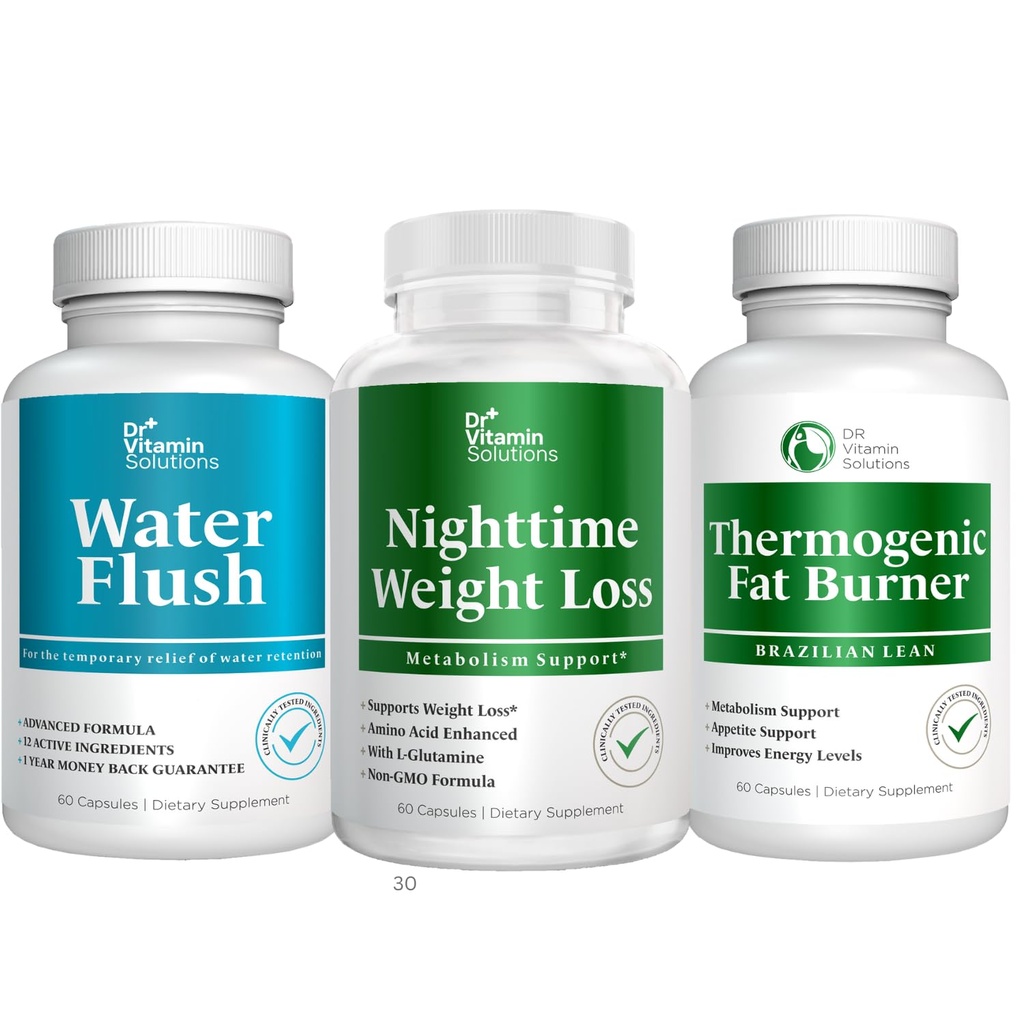 DR ROZTWÓR VITAMIN Night Fat Burner, Termogeniczne Utrata masy ciała i Diuretyczne Pigułki wodne - Metabolizm i zatrzymanie wody Pigułki dla kobiet i mężczyzn 180 czapki