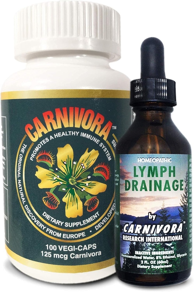 Carnivora The Ultimate Combo - Vegi Caps i Lymph Drainge do wsparcia systemu immunologicznego i wypłukać odpady (Bundle z 1 Butelka Vegi Caps i 1 Butelka Lymph Drainge)