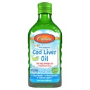 Carlson - Olejek z wątróbki dorsza, 550 mg Omega- 3, Plus Vitaminy A i D3, Olej z ryb płynnych, Wild Caught Norwegian Arctic Cod, Sustainable Sourced Nordic Fish Oil, Green Apple, 250 ml (8.4 Fl Oz)